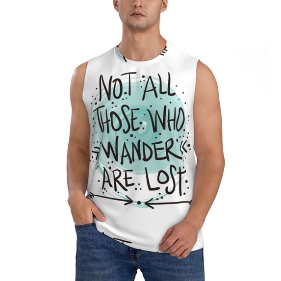 Bingfone Not All Who Wander Are Lost1 Pattern Men's Tank Tops Workout Sleeveless Tee Shirts Running Beach Tanks for Men-Medium