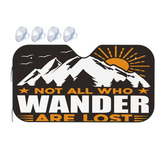 Bingfone Not All Who Wander Are Lost4 Car Windshield Sunshade,Sun Foldable Sun Shield Sun Visor for Car - Small