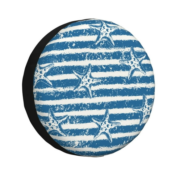 Bingfone Ocean On Striped Spare Tire Cover Weatherproof Universal Wheel Protectors For Rv Camper Travel Trailer Suv Truck 14 Inch