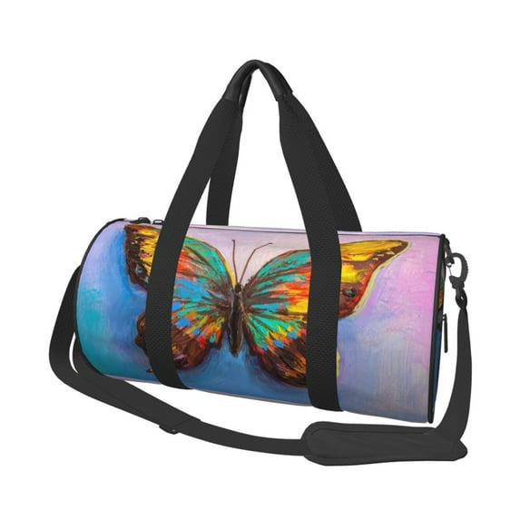 Bingfone Oil Painting Beautiful Butterfly Print Gym Duffle Backpack for Men Women,Travel Weekender Carry-On Bags with Detachable Back Pack Straps for Traveling Overnight Climb Sports