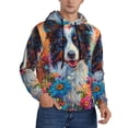 thumbnail image 1 of Bingfone Oil Painting Sunflower Puppy Men's Drawstring Hoodie Long Sleeve Pocket Sweatshirts-Large, 1 of 6