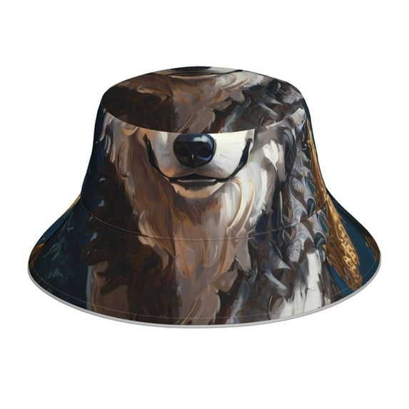 Bingfone Oil Painting Tribal Wolf Bucket Hat for Men Women,Packable Reversible Printed Sun Hats,Fisherman Outdoor Travel Hiking Beach Caps