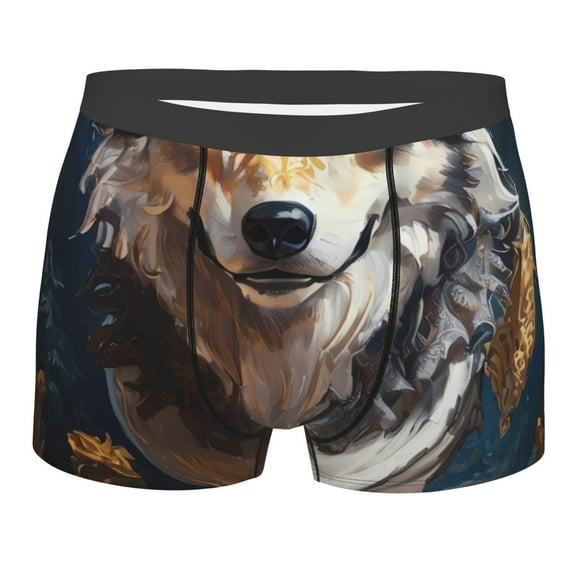 Bingfone Oil Painting Tribal Wolf Men's Underwear - Casual Stretch Boxer Briefs-Large