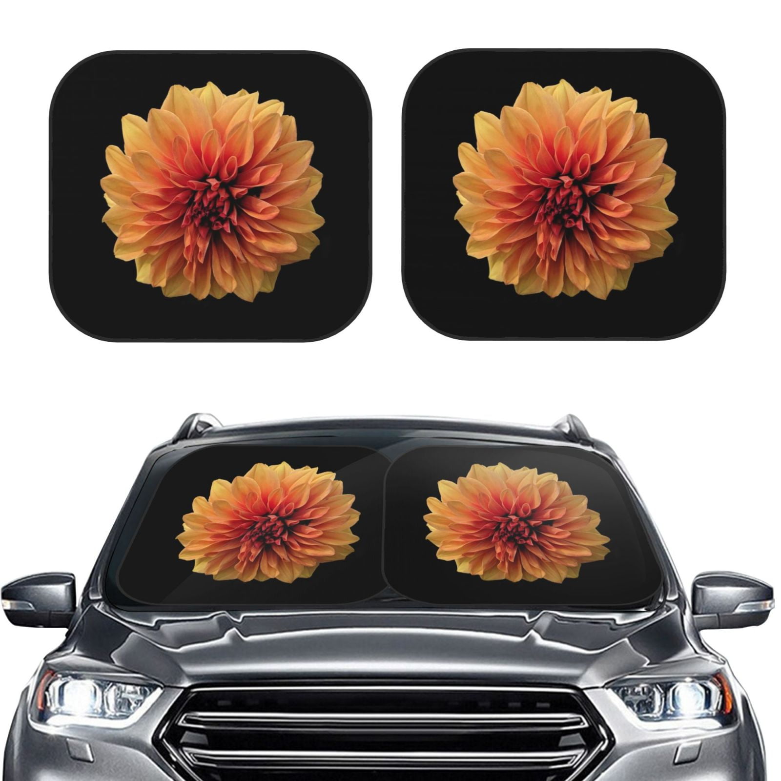Floral Beadwork Real Orange Carrying Their Prayers Car Sun Shade 55