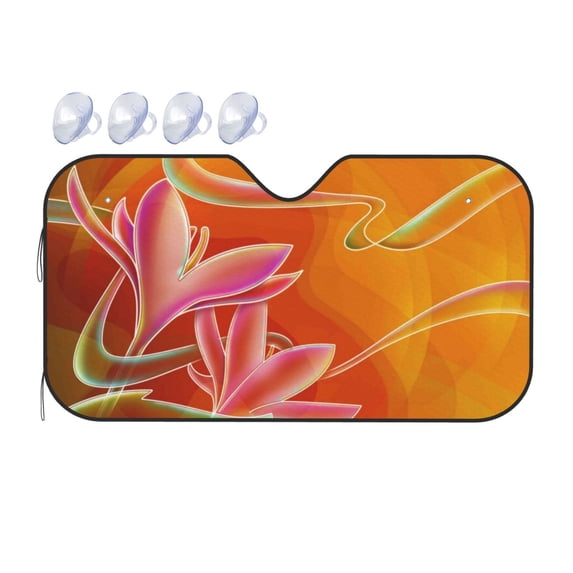 Bingfone Orange Flower Psychedelic Car Windshield Sun Shade Protector Keep Your Vehicle Cool Sun Shield Visor Cover Foldable For Car Truck Suv-Medium