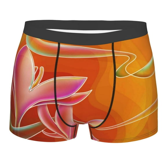 Bingfone Orange Flower Psychedelic Men'S Underwear - Casual Stretch Boxer Briefs-Large