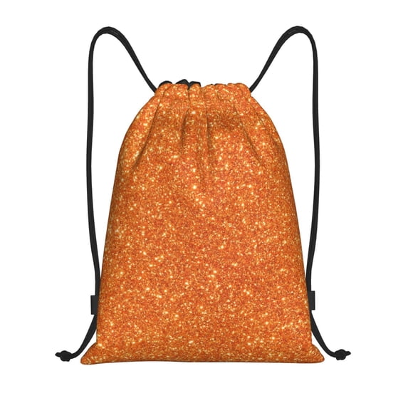 Bingfone Orange Glitter Drawstrings Backpacks Bags For Men Women Gym Drawstrings Bag
