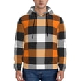 thumbnail image 1 of Bingfone Orange Plaid Men'S Drawstring Hoodie Long Sleeve Pocket Sweatshirts-Small, 1 of 9
