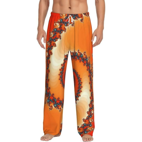 Bingfone Orange Rotating Mens All Over Print Sleep Pajama Pants-Xx-Large