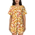 thumbnail image 1 of Bingfone Orchids Flowers Print Pajamas Sets for Women Soft Short-Sleeved Pjs with Lounge Shorts Two Piece Sleepwear, 1 of 8