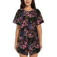 thumbnail image 1 of Bingfone Orchids Flowers Print Pajamas Sets for Women Soft Short-Sleeved Pjs with Lounge Shorts Two Piece Sleepwear, 1 of 1