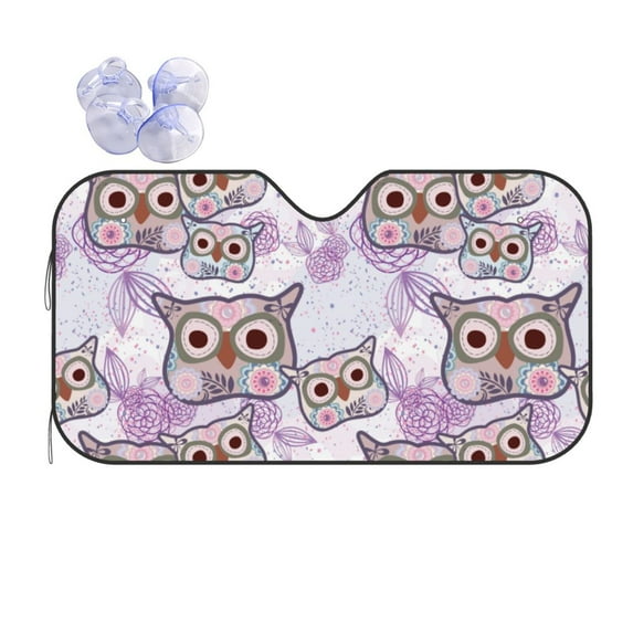 Bingfone Owl And Floral Car Windshield Sun Shade Protector Keep Your Vehicle Cool Sun Shield Visor Cover Foldable for Car Truck SUV-Small