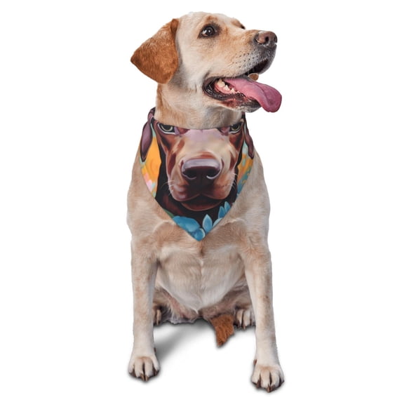 Bingfone Painted Flower Puppy -Washable Dog Scarf Triangle Adjustable Puppy Bandana Bib Handkerchief for Medium Large Dog Cat
