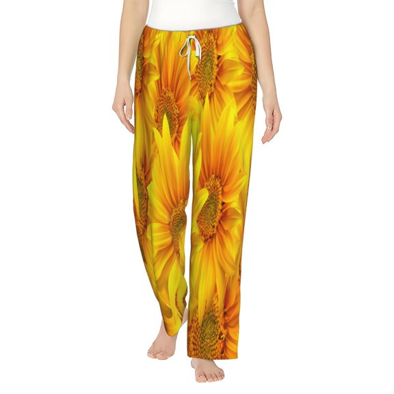 Bingfone Pajamas For Women,3d Sunflowers Pajama Pants With Pockets-Medium