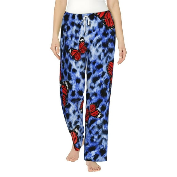 Bingfone Pajamas For Women,Abstract Colorful Butterflies Pajama Pants With Pockets-Small