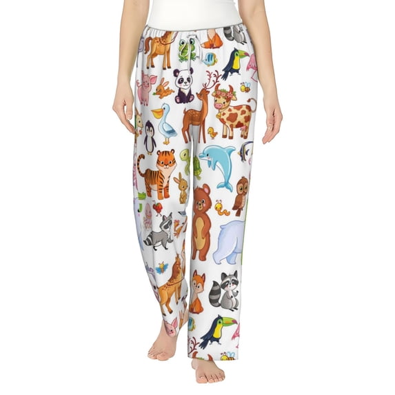 Bingfone Pajamas For Women,Animal Cartoon Style Pajama Pants With Pockets-X-Large
