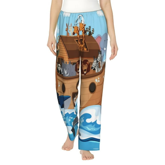 Bingfone Pajamas For Women,Animals On Noah'S Ark Pajama Pants With Pockets-Small