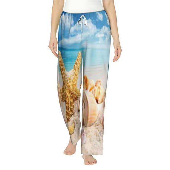Bingfone Pajamas For Women,Beach Starfish Shell Pajama Pants With Pockets-Xx-Large