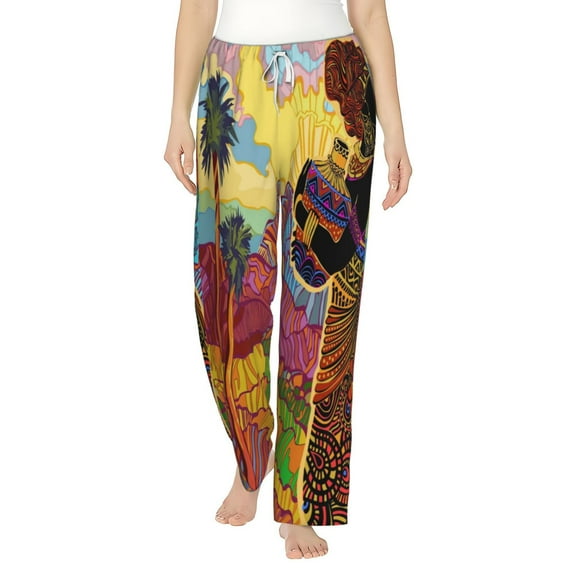 Bingfone Pajamas For Women,Beautiful African Woman Pajama Pants With Pockets-Small