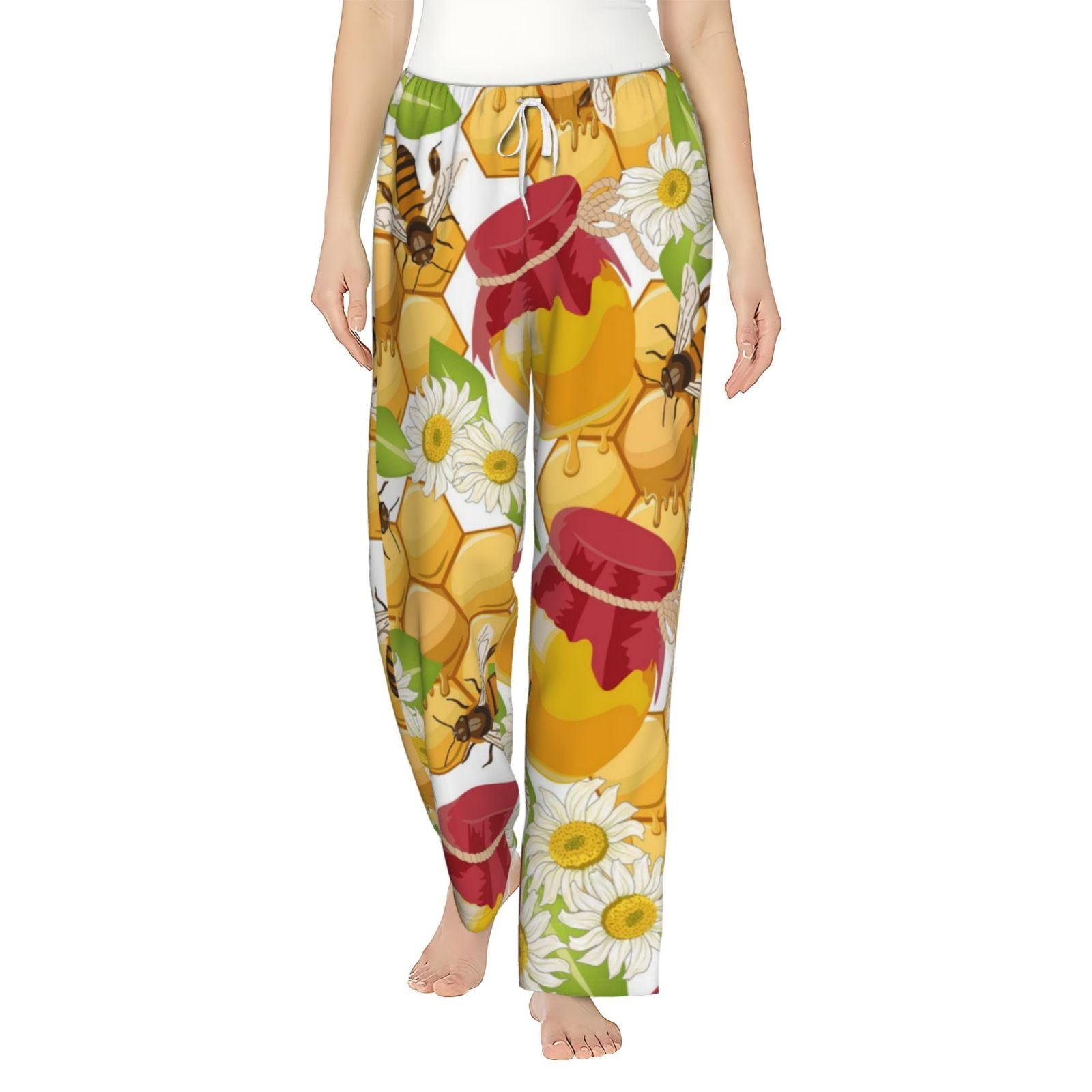 Bingfone Pajamas For Women,Bees Honeycomb Pajama Pants With Pockets ...