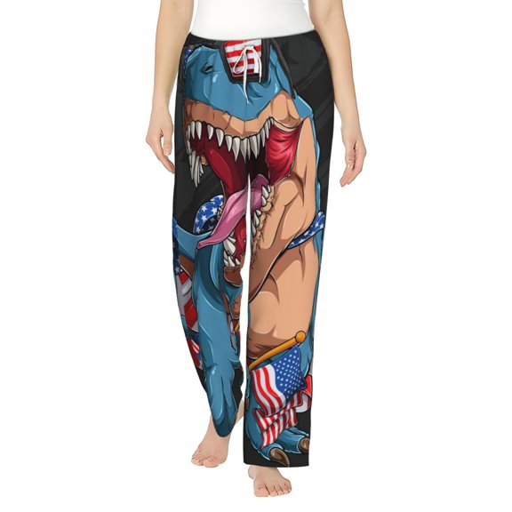 Bingfone Pajamas For Women,Blue Dinosaur Pajama Pants With Pockets-Small