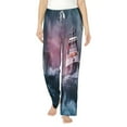 thumbnail image 1 of Bingfone Pajamas For Women,Boat Lighthouse Storm Waves Pajama Pants With Pockets-Medium, 1 of 9
