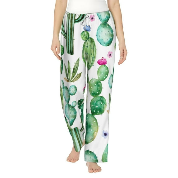 Bingfone Pajamas For Women,Cactus Plants1 Pajama Pants With Pockets-Small
