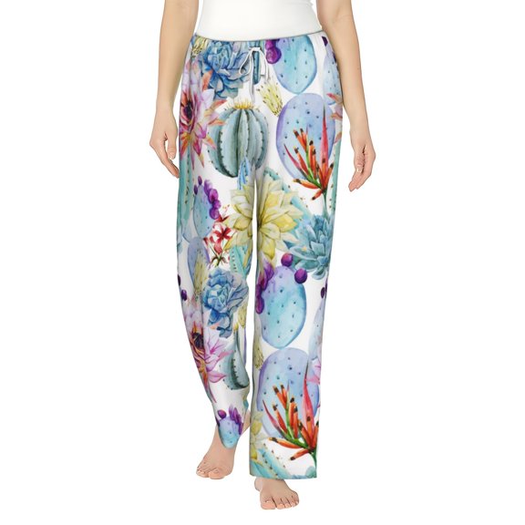 Bingfone Pajamas For Women,Cactus1 Pajama Pants With Pockets-Medium