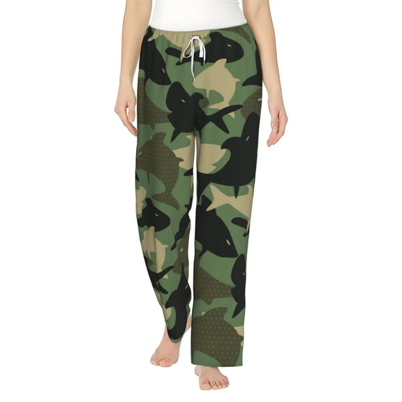 Bingfone Pajamas For Women,Camouflage Shark Pajama Pants With Pockets-Small