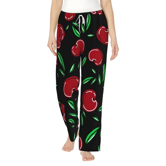 Bingfone Pajamas For Women,Cherry Pajama Pants With Pockets-Small