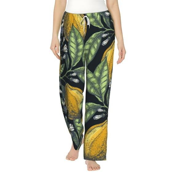 Bingfone Pajamas For Women,Citrus Fruits Elegant Lemons Pajama Pants With Pockets-Xx-Large