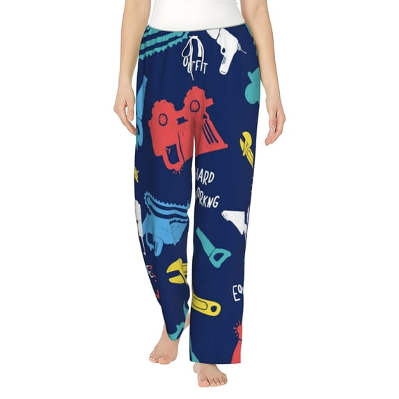 Bingfone Pajamas For Women,Colorful Excavator Pajama Pants With Pockets-Medium