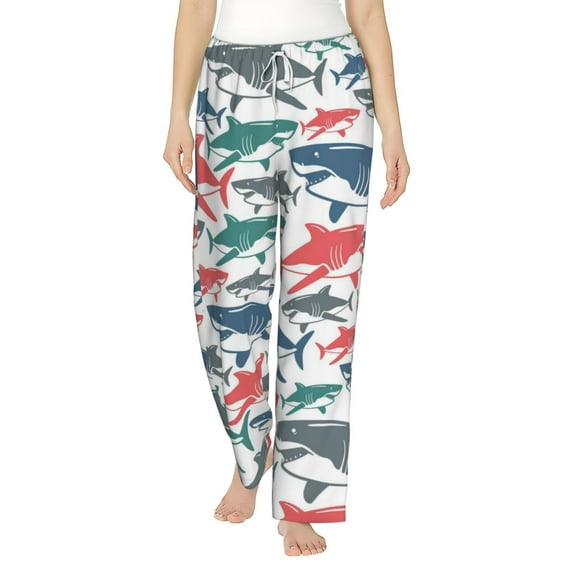 Bingfone Pajamas For Women,Colorful Shark Pajama Pants With Pockets-Small