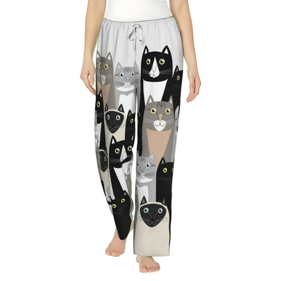 Bingfone Pajamas For Women,Colors Cats Pajama Pants With Pockets-Medium