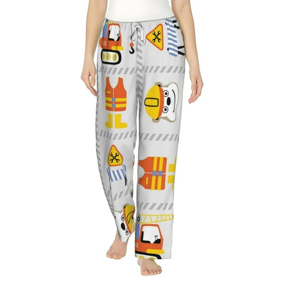 Bingfone Pajamas For Women,Construction Equipments Worker Pajama Pants With Pockets-Small