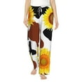 thumbnail image 1 of Bingfone Pajamas For Women,Cow Print Sunflower Pajama Pants With Pockets-X-Large, 1 of 9