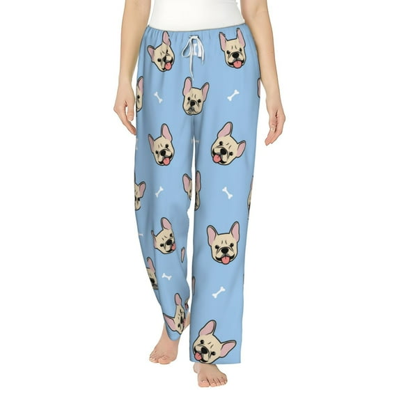 Bingfone Pajamas For Women,Cute French Bulldog Pajama Pants With Pockets-Medium