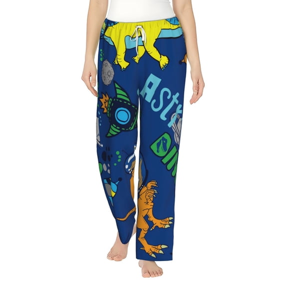 Bingfone Pajamas For Women,Dinosaur In Space Pajama Pants With Pockets-Small