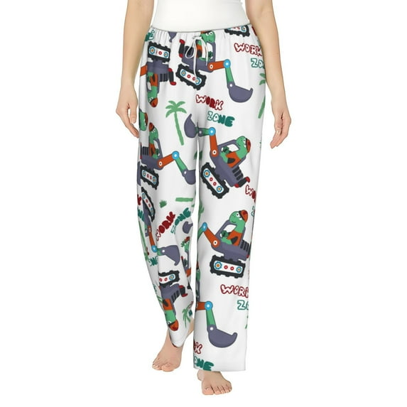 Bingfone Pajamas For Women,Dinosaur On Excavator2 Pajama Pants With Pockets-Medium