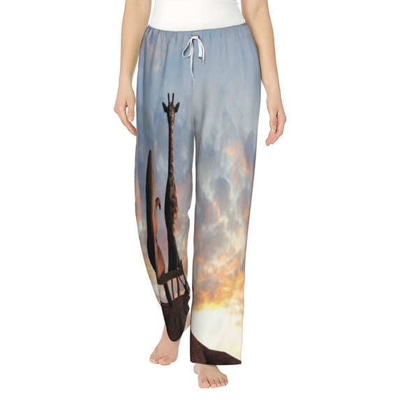 Bingfone Pajamas For Women,Elephant Giraffe Pajama Pants With Pockets-Medium