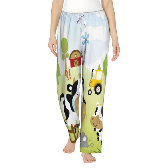 Bingfone Pajamas For Women,Farmfield With Cute Animals Pajama Pants With Pockets-Small