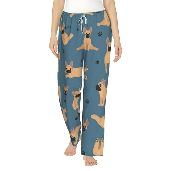 Bingfone Pajamas For Women,French Bulldog Yoga Pajama Pants With Pockets-Small