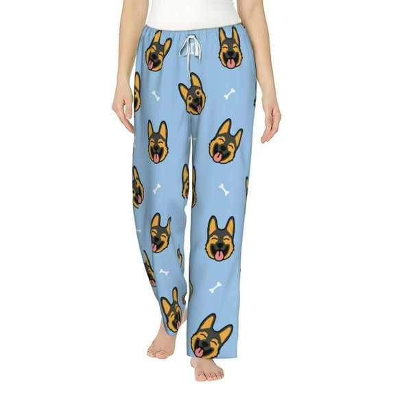Bingfone Pajamas For Women,German Shepherd Puppy Pajama Pants With Pockets-Small