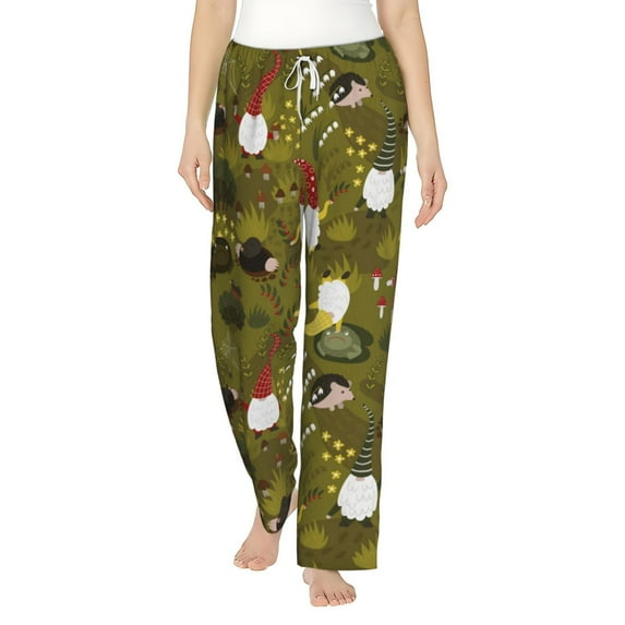 Bingfone Pajamas For Women,Gnomes Playing In The Garden Pajama Pants With Pockets-Large