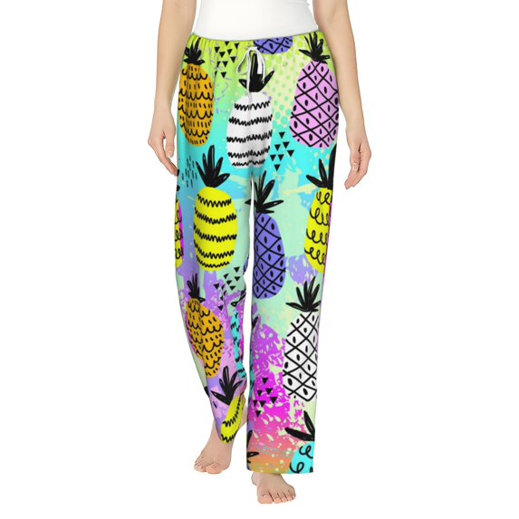 Bingfone Pajamas For Women,Graffiti Pineapples Pajama Pants With Pockets-Small