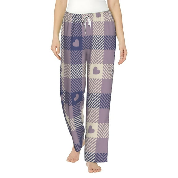 Bingfone Pajamas For Women,Heart Check Plaid Pajama Pants With Pockets-Large