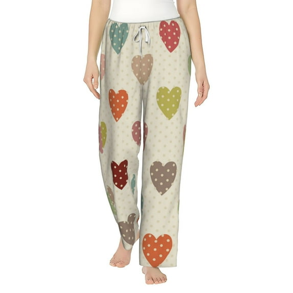 Bingfone Pajamas For Women,Heart Polka Dot Pajama Pants With Pockets-Large