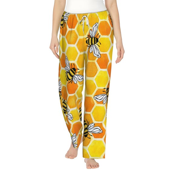 Bingfone Pajamas For Women,Honeycombs Pajama Pants With Pockets-Medium