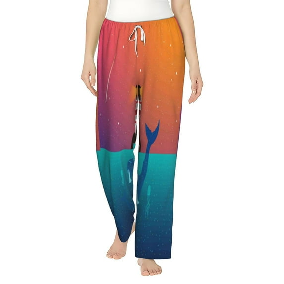 Bingfone Pajamas For Women,Lighthouse And Whale Pajama Pants With Pockets-Xx-Large