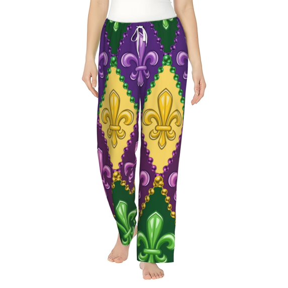 Bingfone Pajamas For Women,Mardi Gras4 Pajama Pants With Pockets-Medium